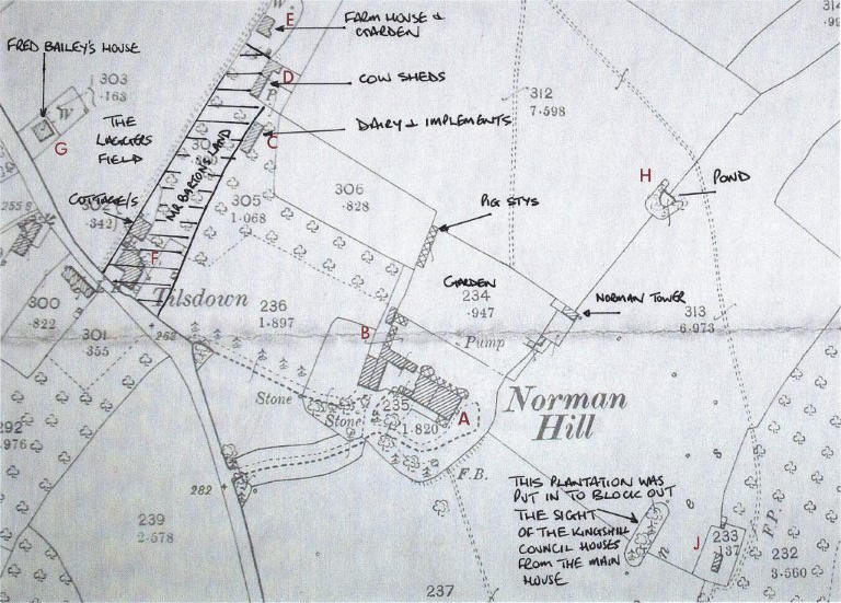 Marked up map of Norman Hill, 1902